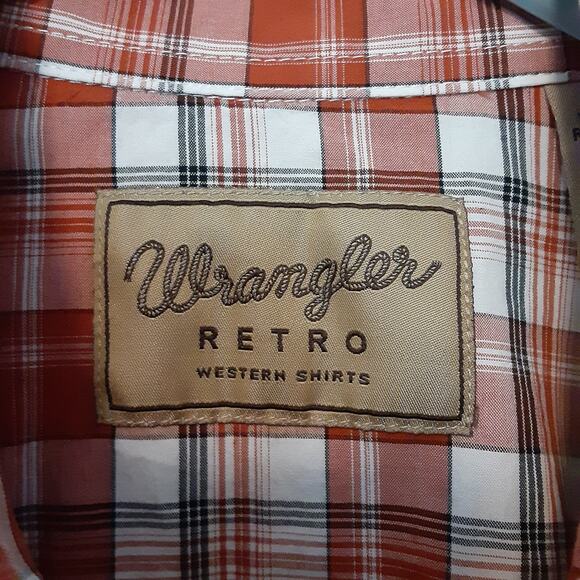Wrangler Retro Pearl Snap Shirt Mens XL Red Plaid Long Sleeve Western Rodeo - Picture 5 of 9